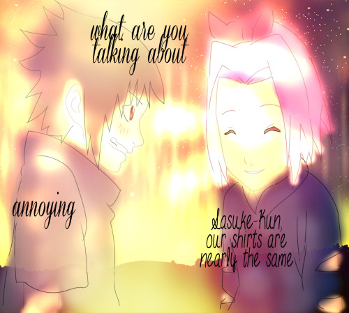 euaos20:  Art by me :) With a lot of Sasuke blushing, because SP :(Also, i’m taking requests \o/ 