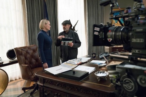 Robin Wright, behind the scenes of House of Cards Season 6.