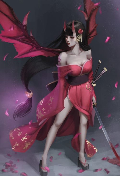 Samurai with Demon wings  Allen Hsieh(帥破) www.artstation.com/artwork/k8QBl