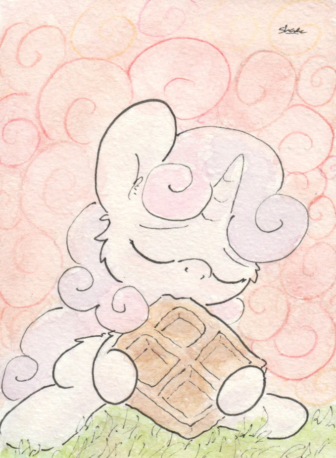 slightlyshade:  A giant, magical waffle for Sweetie Belle. Yum!  &lt;3