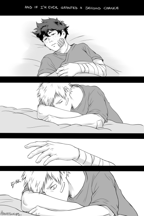 hanatsuki89: This idea suddenly came to mind and before I knew it I had already sketched three pages.I’m hopeful that one day Kacchan will realize that the worlds’s not the same without his best rival…and best friend.