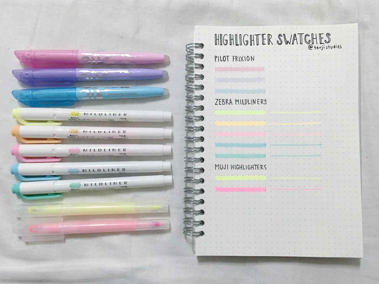 muji highlighters pastel