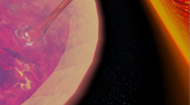 suppermariobroth:  The background in Melty Molten Galaxy in Super Mario Galaxy appears