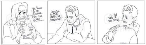 wow a comic.. only bc I wanted to try out drawing Hank and Connor eat something and it become this f