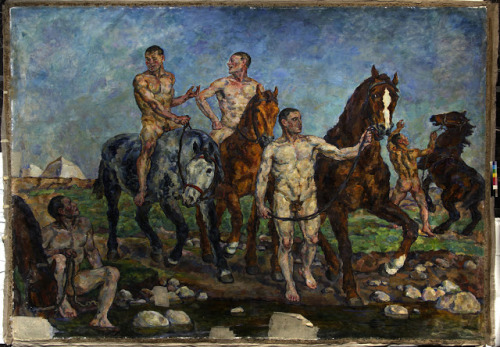 thekcmcus:    Pyotr Konchalovsky, Horse bathing    detail 