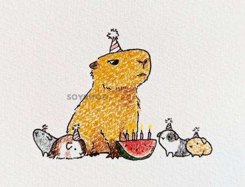 Capybara ft. capybara minisDrawn in a birthday card, but I liked how it came out, so you all get to 