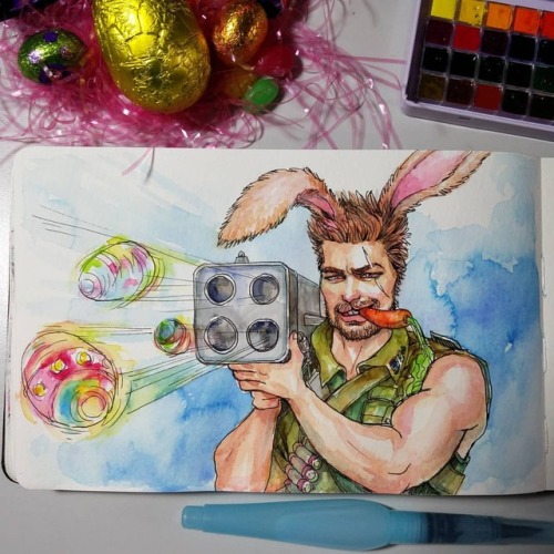 Happy Easter!!! :p I had wayyyy too much chocolate.   #easterbunnyman #happyeaster #watercolor #wate