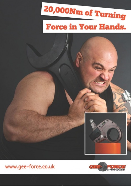 bearmythology: Strongman Laurence Shahlaei advertising for Gee-Force Hydraulics. I feel a hydraulic 