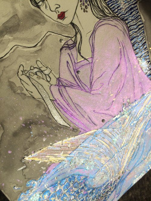 not-xpr-art:A Chinese Mermaid (鲛人 (jiāorén)) - mixed media painting (10/2020)(done as part of a draw