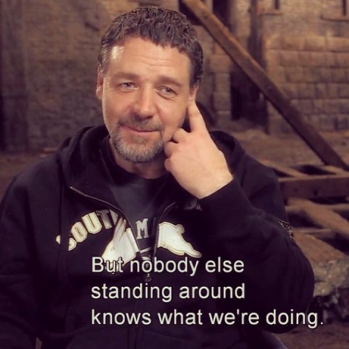 the-ridiculous-blog:Russell Crowe on filming scenes for Les Miserables.