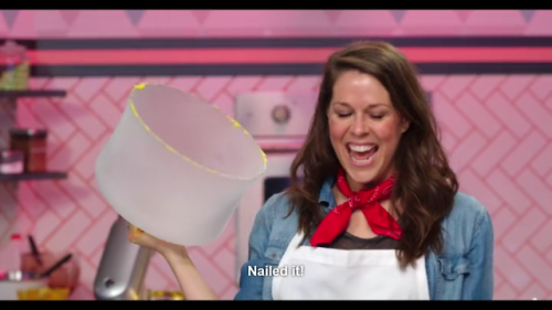 mightymorphinpowerbottom:  femininenachos: rainboflg:   rustypipes-and-tigerstripes: I’ve discovered ‘Nailed It’, a new Netflix baking show hosted by Nicole Byers, in which less-than-skilled home bakers compete in recreating fancy cakes in a bid
