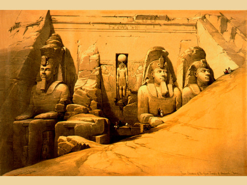 oldpainting:ein-bleistift-und-radiergummi:David Roberts Illustrations ‘Abu Simbel’ & Karnak.Davi