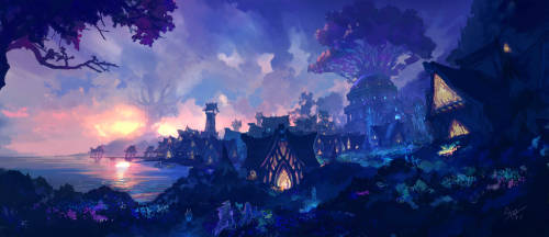 Home of Night Elves by Aobo WangI love those colours <з