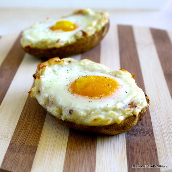 chocolatefoood:  itscookery:  Breakfast Potato Skins from blackgirlchefswhites  potato