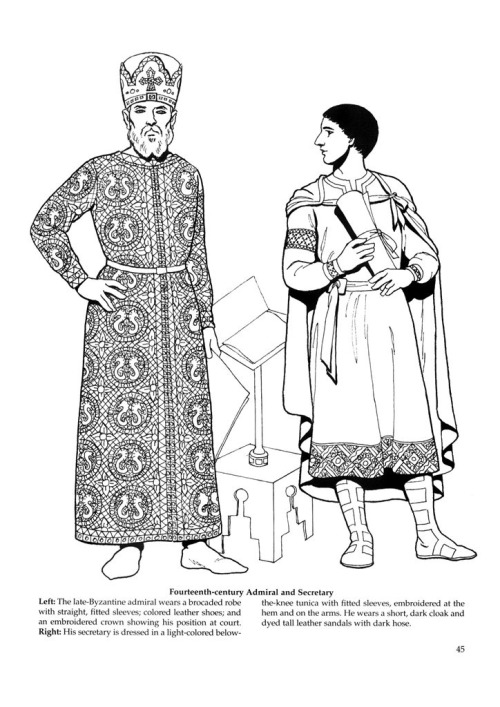 Byzantine costume from 11th to 14th century;Emperor Romanus II and Empress Eudokia", 10th centu