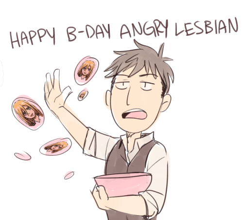 ask-ymir:  ask-jean:  happy birthday you fucking angry lesbian ymir   