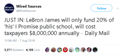 afromisandry:  futureblackwakandan:  aspiringwarriorlibrarian:   gahdamnpunk: They are trying to ruin his character so hard like how dare Lebron help Black kids get a decent education and go to college for free…🙄🙄 8 million….You mean what they