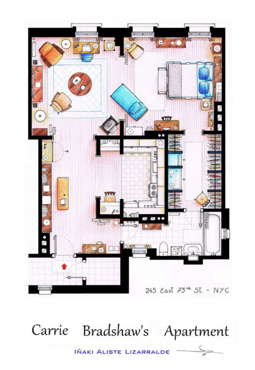 tastefullyoffensive:Floor Plans of Famous TV Apartments [nikneuk]