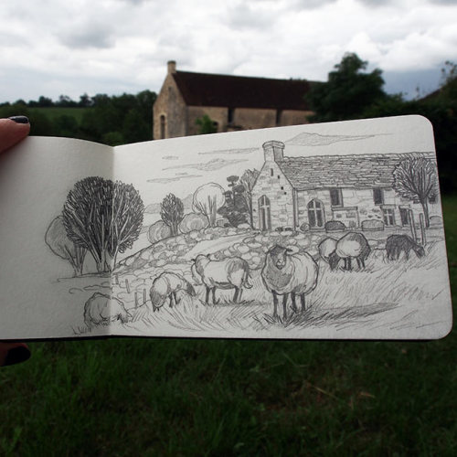  Travel sketches :1. La petite maison face à l'océan - Quiberon / The little house with the ocean vi