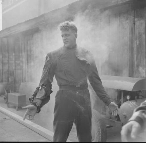 James Arness, 1951 smoldering on the set of The Thing From Another World.