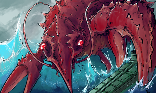 Attack of the killer shrimp! (fun lil Ebirah drawing)