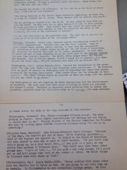 Minutes From National Temporary Freedom Day Committee Meeting, Chester, PA, March 14, 1964