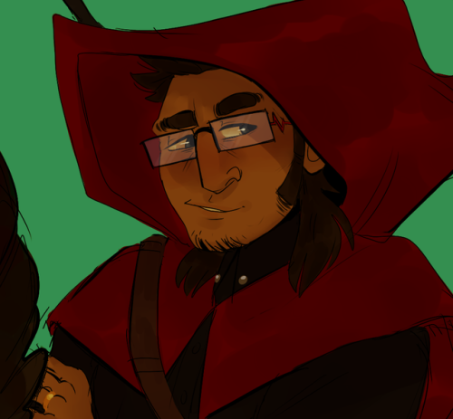 halpdevon:by order of the raven queen herself[image description: a drawing of Barry, Lup and Kravitz