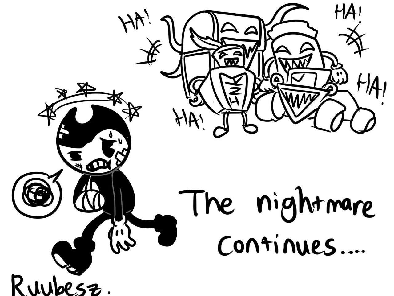 Bendy in Nightmare Run - All Bosses Defeat Animations 