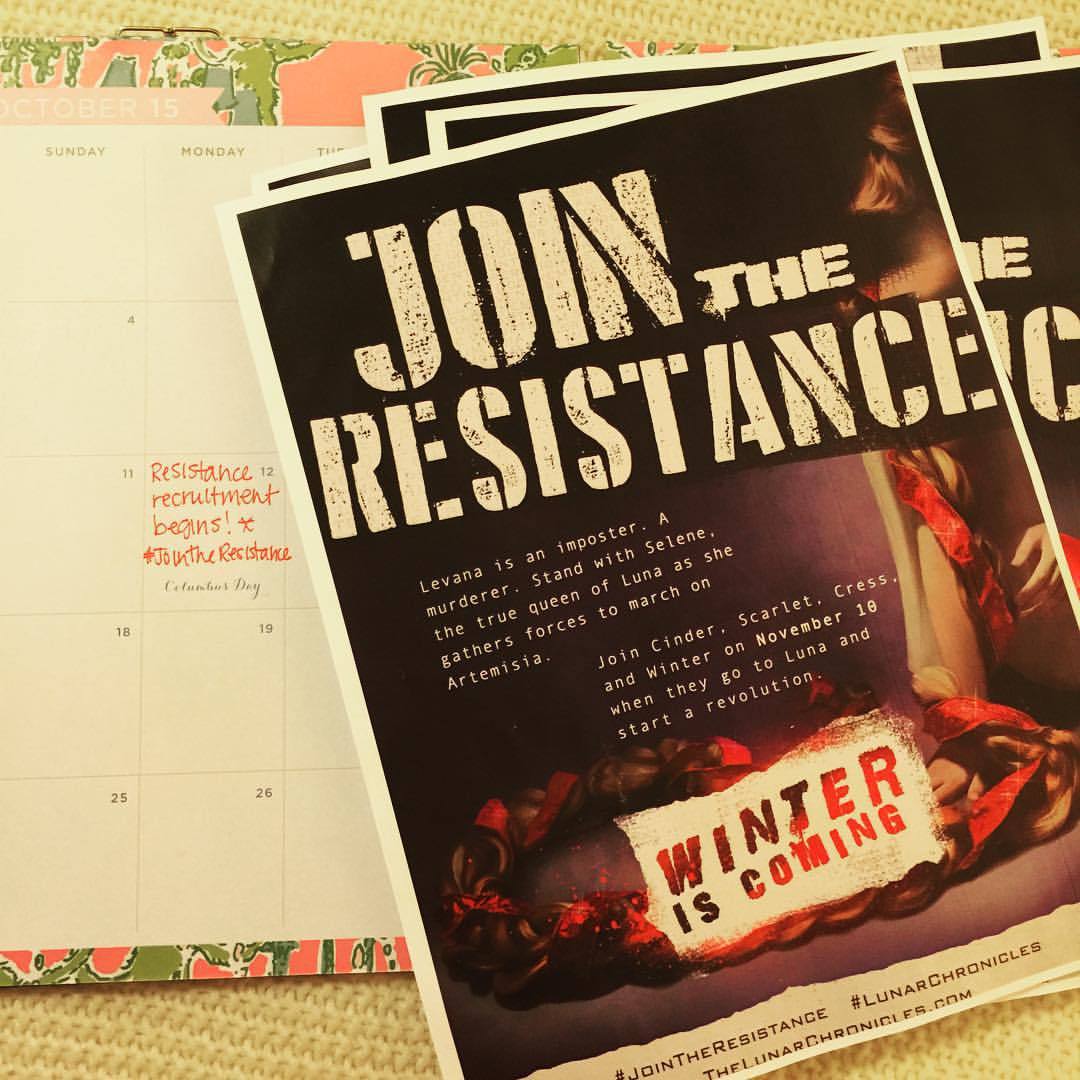 We want YOU to #jointheresistance! It’s time to prepare for Winter, and for revolution! @fiercereads @mackidsbooks #lunarchronicles #book #bookstagram #bookworm #booknerd #marissameyer