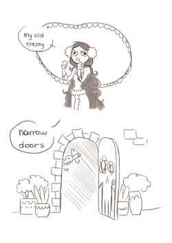 captain-macaron:  La Muerte’s hat vs narrow doors there was a post about this and I had to draw it a little late thou  This is too perfect.