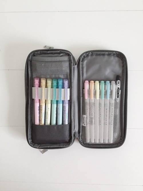 Favourite Pen case filled with new goodies. The lihit lab duel is amazing and I prefer its black int