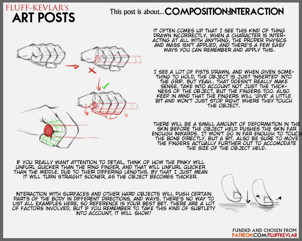 fkevlar:  Art post/tutorial: small details about interaction of body with objects/clothes/itself,