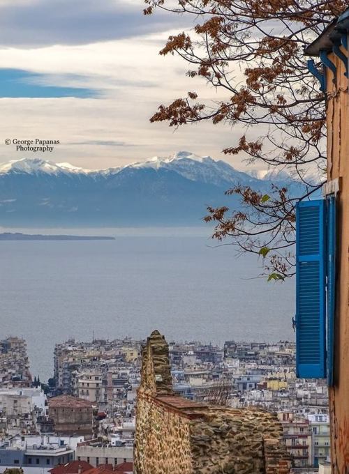 View of Mt Olympus from Thessaloniki, Greece by George Papanas.