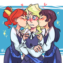 keena-kapu:  charc-arts: Oh geez;; sorry this is late but im finally feelin better from last night!!  Happy LWA Week Day 2: Blue “Nothing Remotely Heterosexual About This” Team!   @dashingicecream