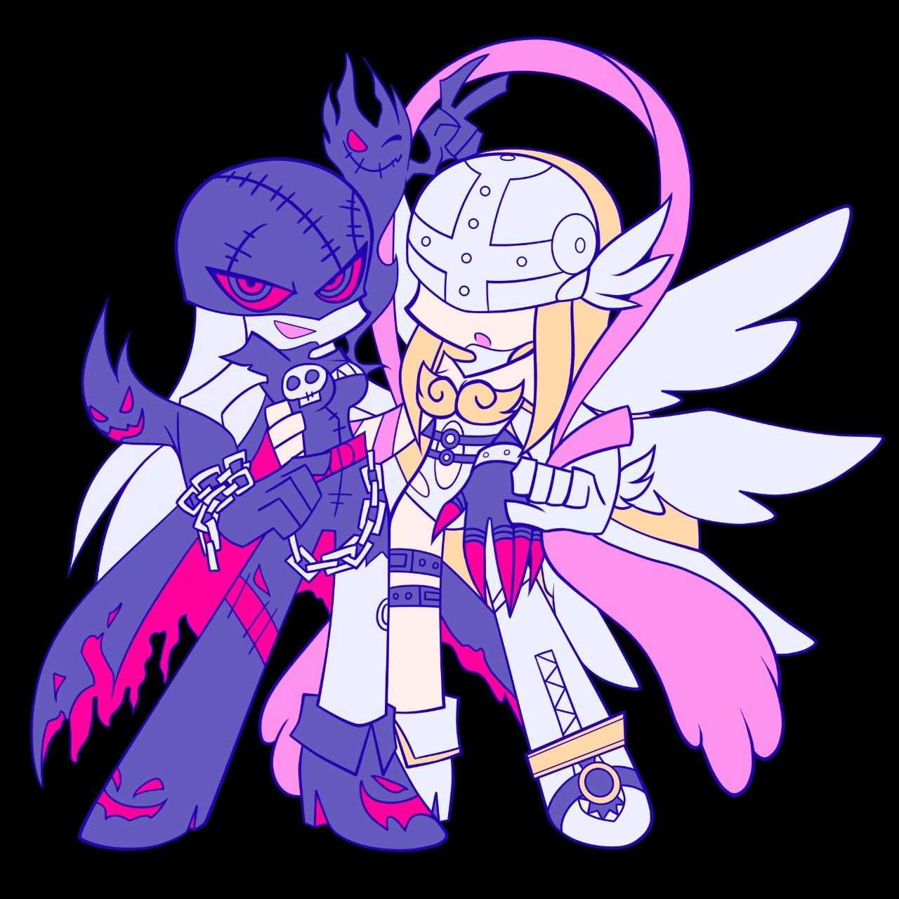 askpsg:  DIGIMON X PSG  ANGEWOMON AND LADYDEVIMON!   Original sketch by @stevraybro