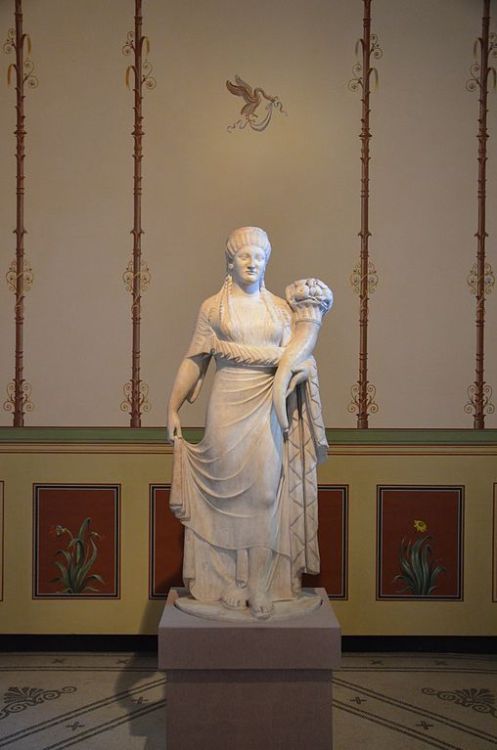 Marble statue of Fortuna  Pompejanum, idealized replica of a Roman villa, Aschaffenburg, Germany. Ph