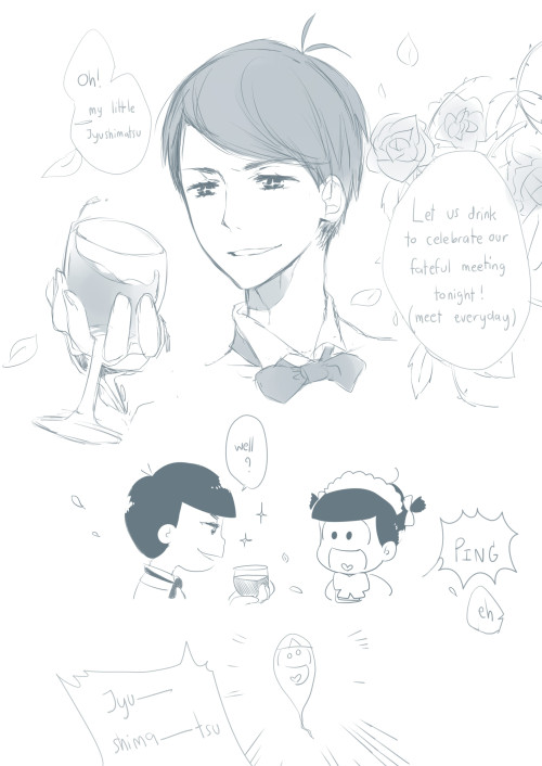 marquis-oxblood:  (Hesokuri Wars ref. /Jyushimatsu will cry ‘Ping!’ if he got attacked)A mountain of Jyushimatsu in maid outfit fanart doesn’t mean I won’t add 3 more to the top of that mountain *☆ and now you know how Osomatsu got all that