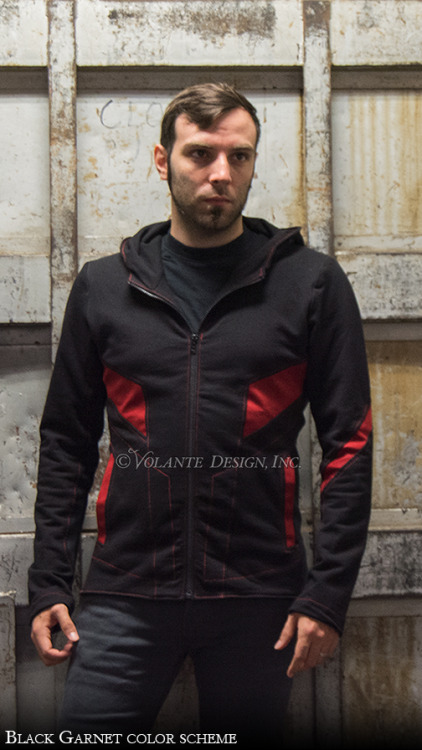 volantedesign:  The Augment H-2.. is a seamless human-cyborg integration. Angular in its seam lines, but soft and form fitting, this hoodie brings the sharp edges of robotic design in contrast with 12 oz pre-washed, pre-shrunk, cotton sweatshirt fleece.