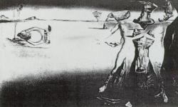 artist-dali:Apparition of a Couple in the Desert, 1946, Salvador Dali