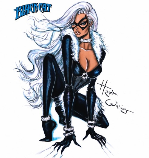 haydenwilliamsillustrations:Hey Kitty girl  The Black Cat by Hayden Williams www.instag