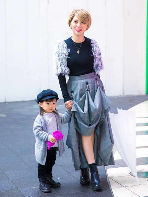 Japanese fashion blogger Emi Tiger on the street in Shibuya with her daughter Kotomi. Emi&rsquo;