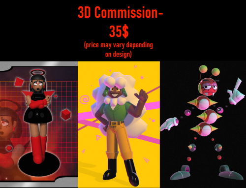 tiki-punch:tiki-punch: I’m gonna be taking some 3D commissions! Payment will be USD through paypal. 