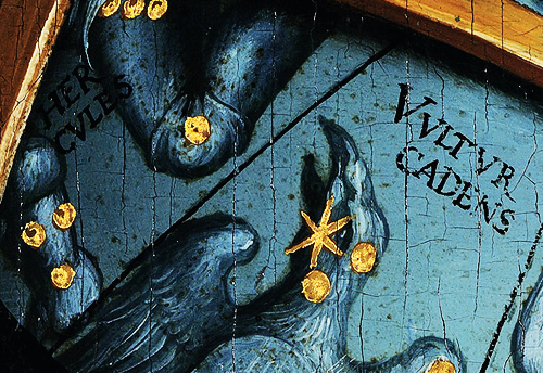 unhistorical:  Detail of the celestial globe from The Ambassadors (1533), Hans Holbein the Younger 
