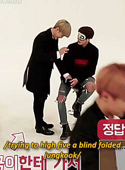 Jimin Trying To High Five A Blindfolded Jungkook