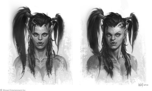 korkrunchcereal:Garona Halforcen concept art from the Warcraft Movie. Would love the hairstyles/expr