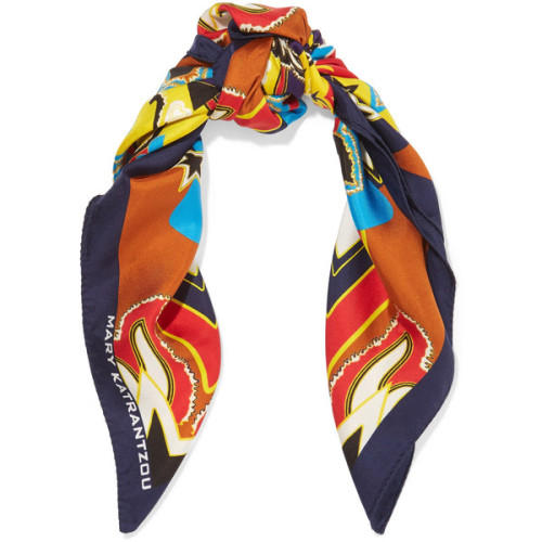 Mary Katrantzou Printed silk-twill scarf ❤ liked on Polyvore (see more cowboy scarves)