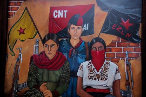 Zapatista Art Festival In Chiapas, Kurdish YPJ Fighter, Spanish Anarchist CNT-FAI And EZLN.