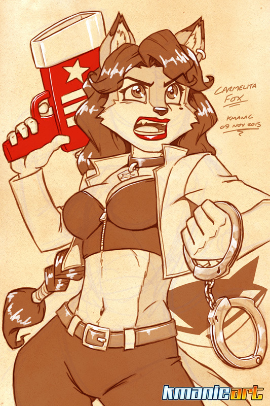 kmanicart:  Sketch 9, Carmelita Fox aka Old Ironsides “Get back here, Ringtail!”