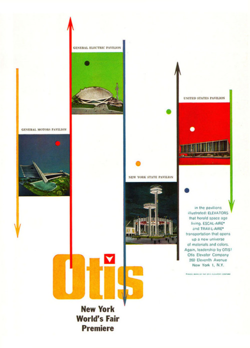 Brochure “Otis Elevators &amp; the New York World&rsquo;s Fair”, 1964. Via Vintage Ads