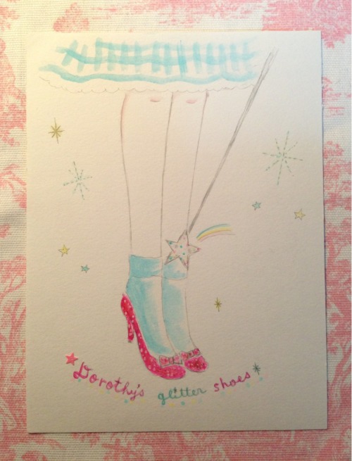drawing of dorothy&rsquo;s glitter shoes (pencil, acrylic on paper, 2013)